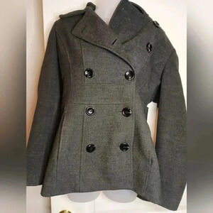 STYLE & CO Thick Dark Gray Winter Office Long pea coat (#887)(C)